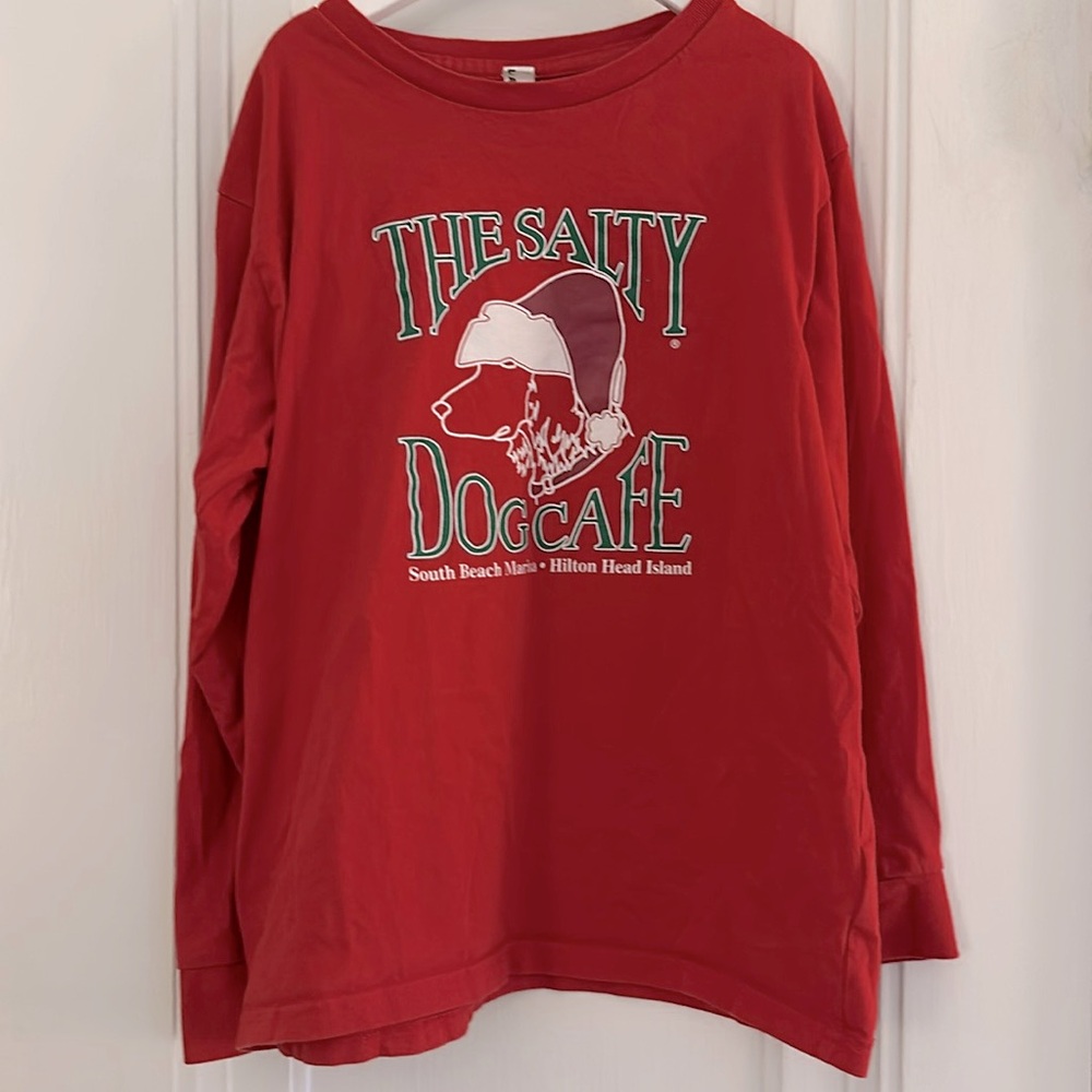 Salty Dog HHI Christmas Kids Long Sleeved Red Cotton T Shirt Youth - Size Medium